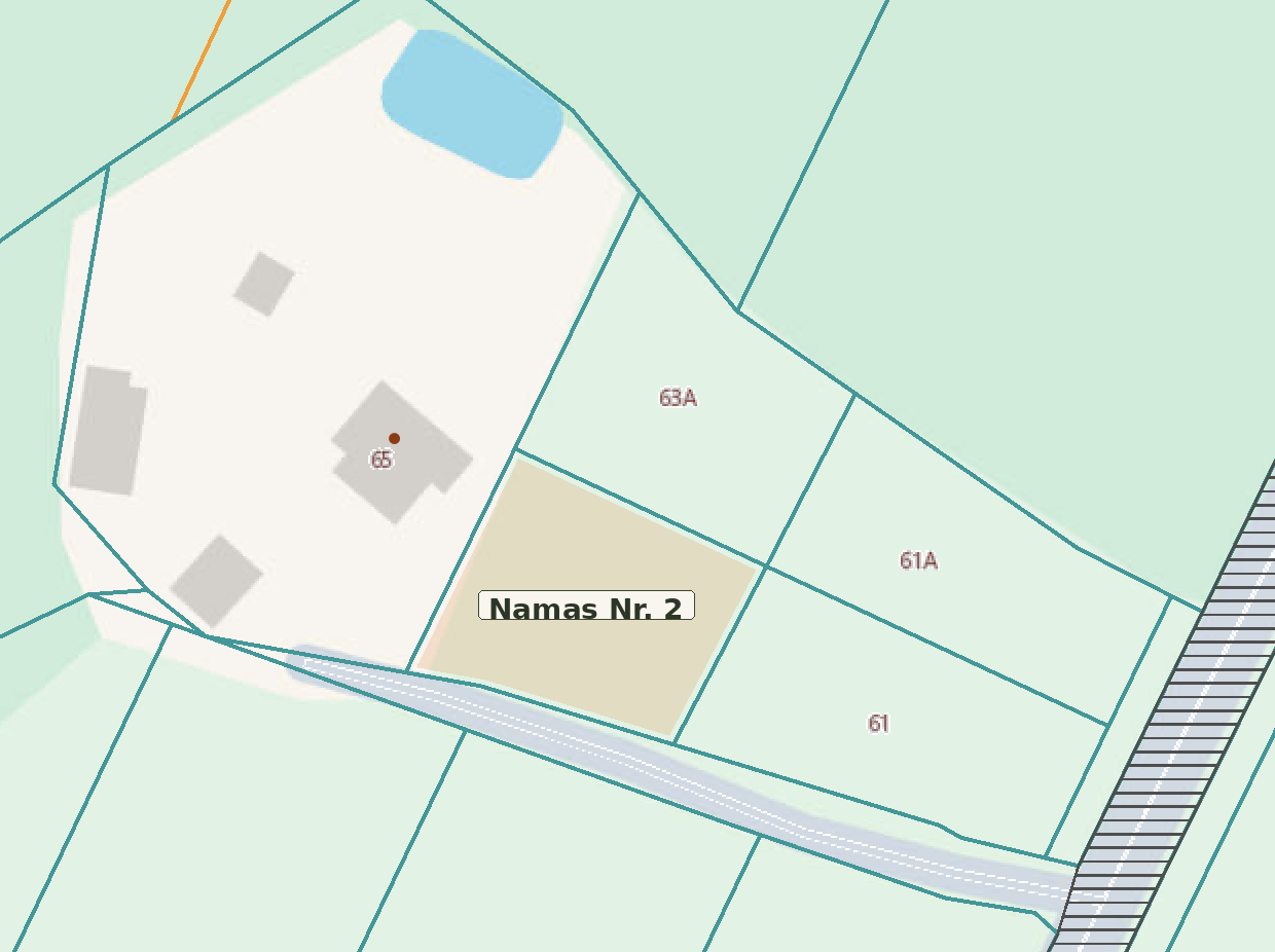 Bruknių kvartalo planas: Namo Nr. 2 sklypas pažymėtas šviesiu atspalviu