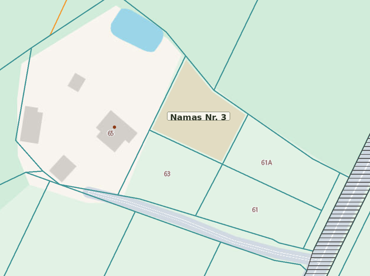 Bruknių kvartalo planas: Namo Nr. 3 sklypas pažymėtas šviesiu atspalviu
