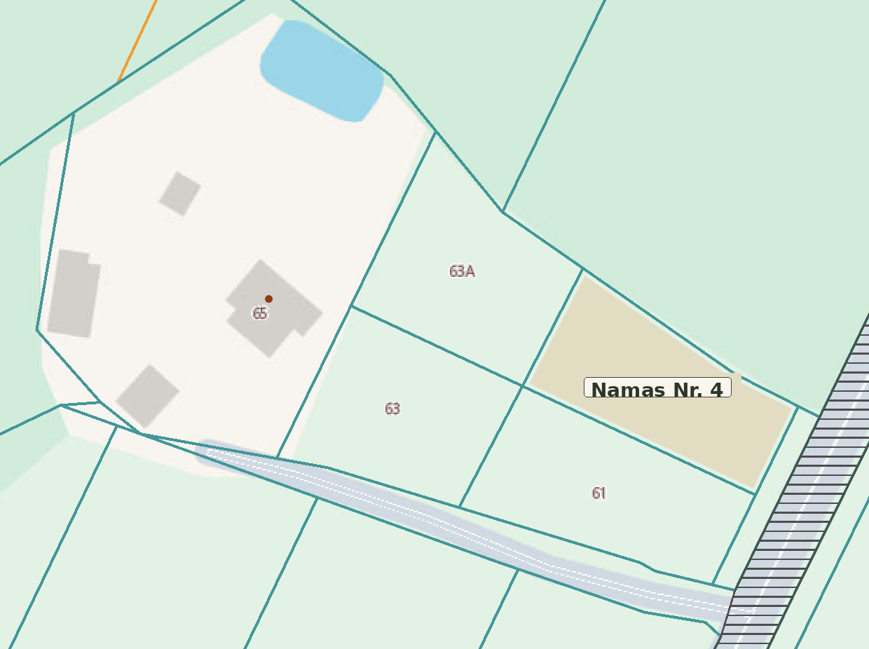 Bruknių kvartalo planas: Namo Nr. 4 sklypas pažymėtas šviesiu atspalviu